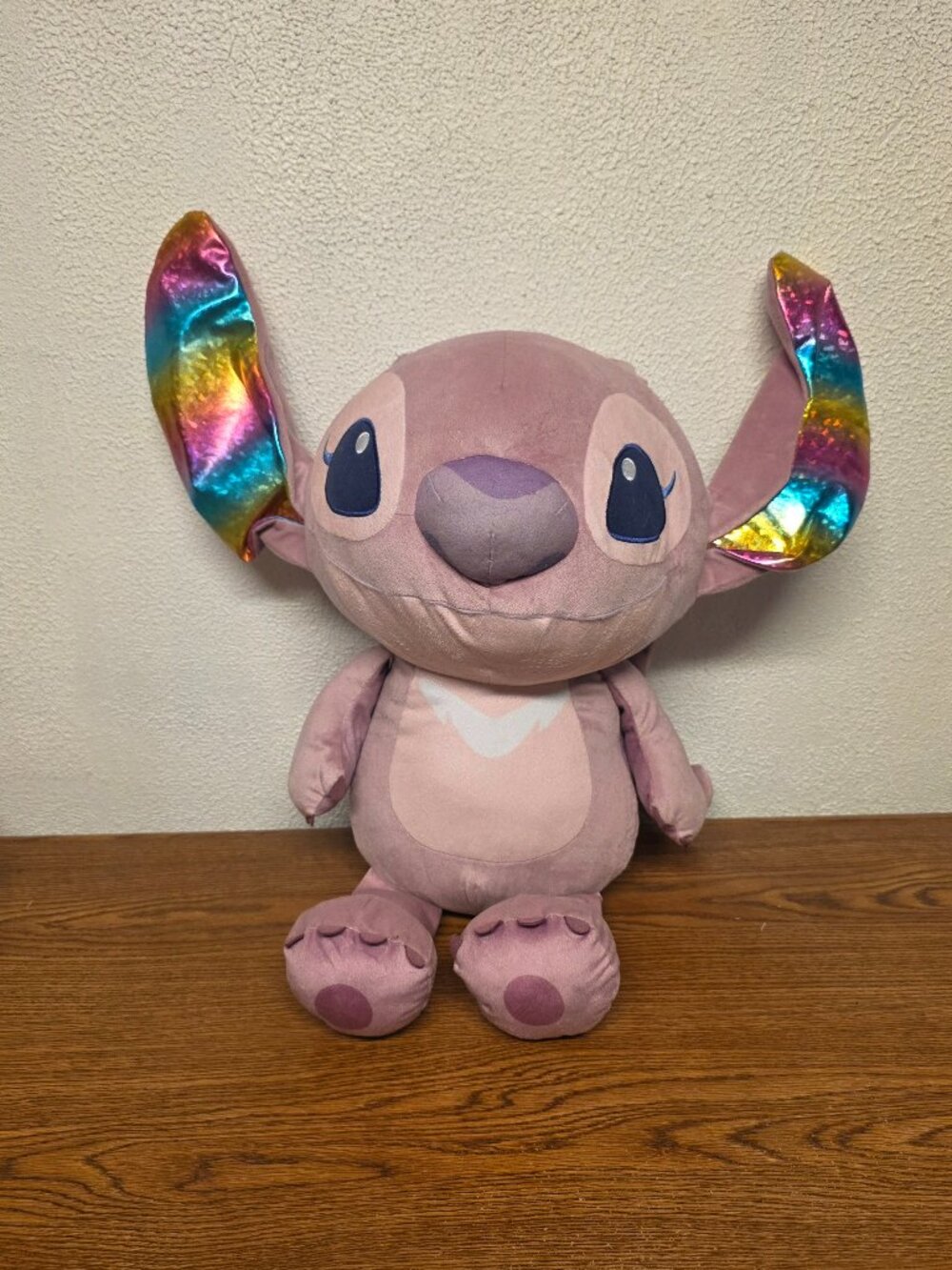 Plush Disney Jumbo Pink Stitch with Multi-colored Ears 22" Stuffed Animal